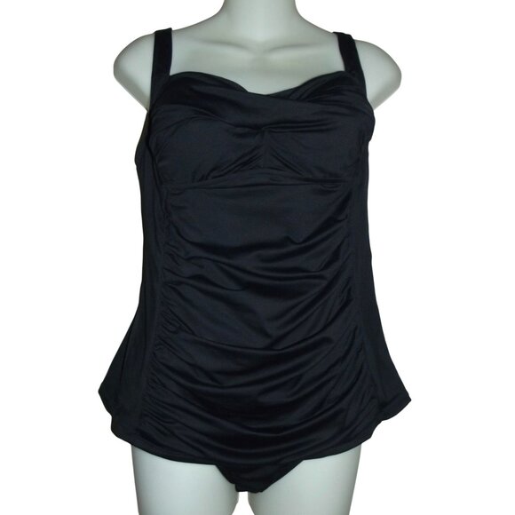 Soft Surroundings Tankini Swimsuit Womens Medium Black Built In Bra top&bottoms - Picture 2 of 12